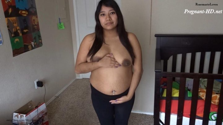 Mom 17 weeks Pregnant belly dark tits – RosemarieLoves