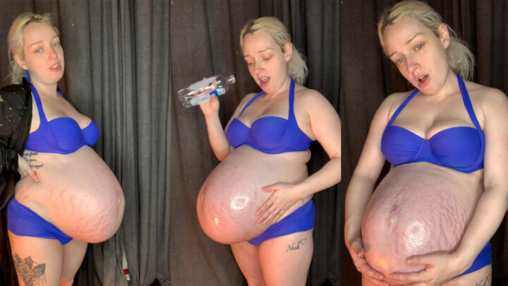 Pregnant Belly Oil Tease In Bikini – PregnantLeanna